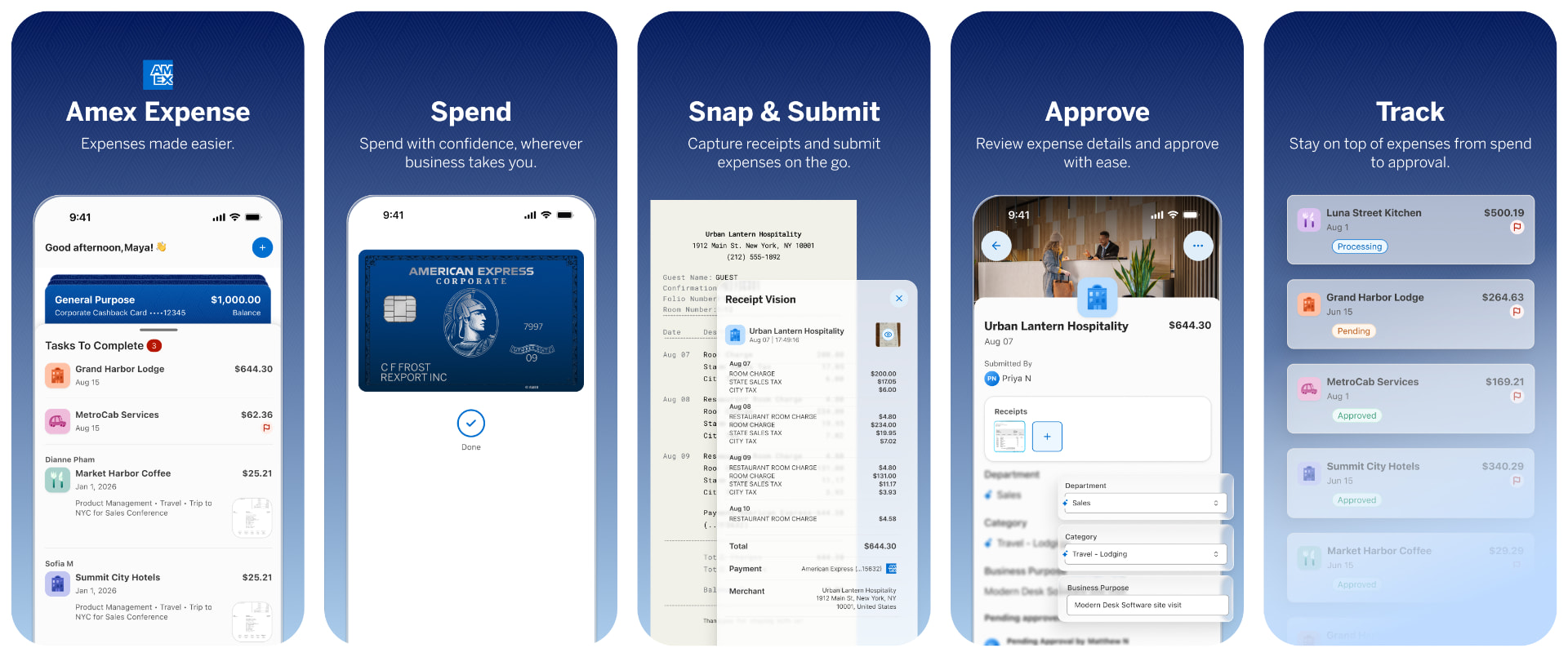 Minimalist Amex Expense App Store concept